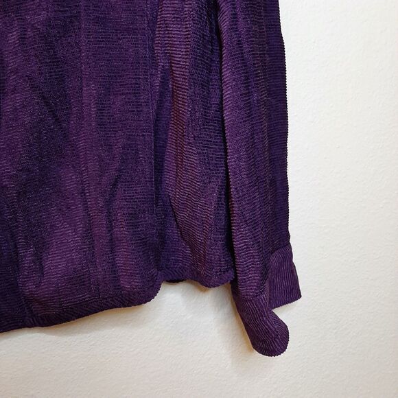 Chicos Shirt Jacket Purple Women Size 3 Button Up Shacket Ribbed Silk Blend LS - Picture 6 of 10